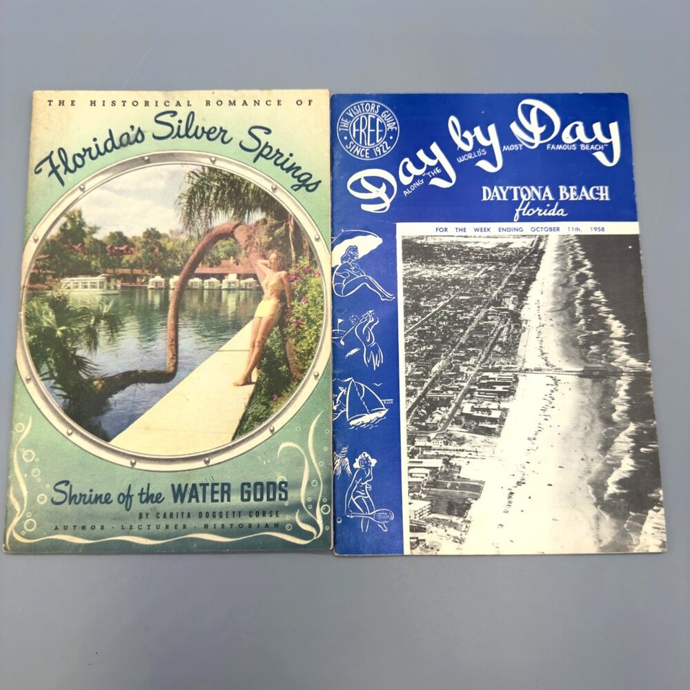 Vintage Florida Silver Springs Daytona Beach Tourist Booklets 1958 Travel Guides